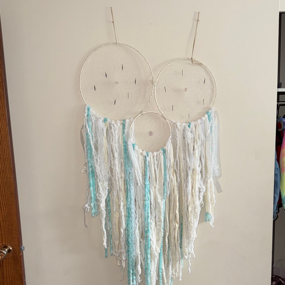 Bohemian Dreamcatcher with Blue and White Accents